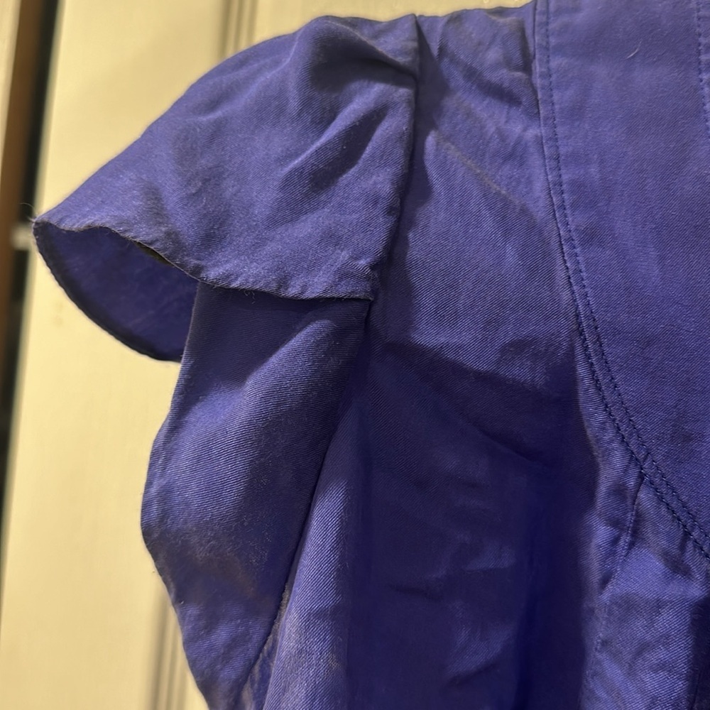 Banana Republic Cobalt Silk Blend Button Front Blouse | Effortless Minimal Chic - Picture 5 of 11